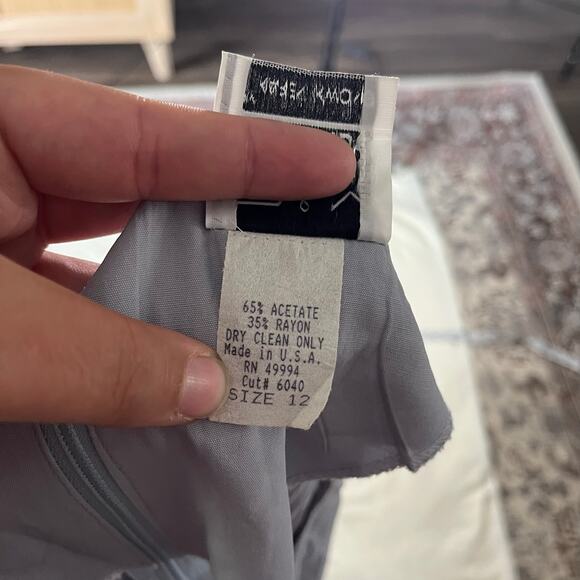 Vintage Gray Sheath Dress w Gold Chain Belt Sz 12 Office Mod Madmen Retro - Picture 8 of 9